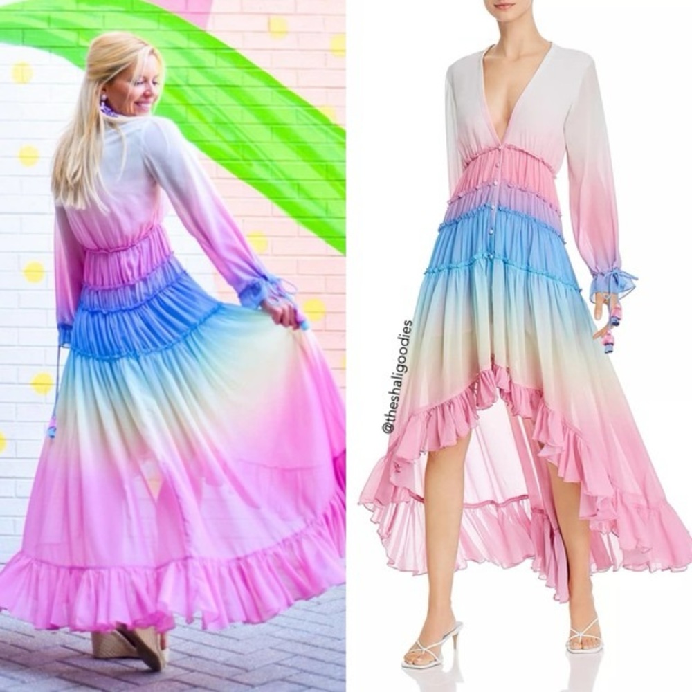 Rococo Sand Rainbow Maxi long Sleeved Dress WAS $427